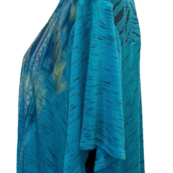 Avenue Women’s Multicolor V-Neck Tie-Dye Beaded Blouse, Size 30/32 - Picture 7 of 13